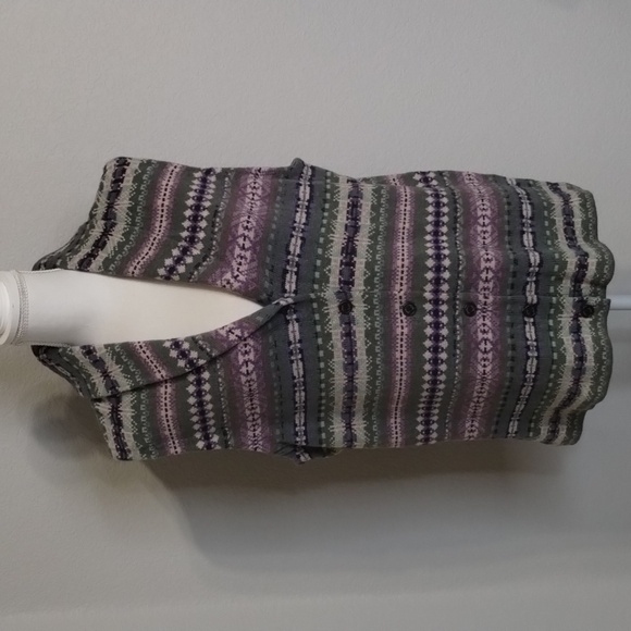 Chaps Sweater Vest button down Purple Green Size 1X vintage look Chaps - Picture 1 of 9